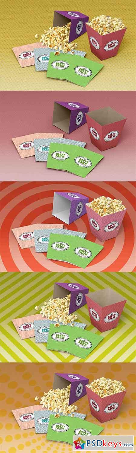 Popcorn Tub Party Packaging Mockup