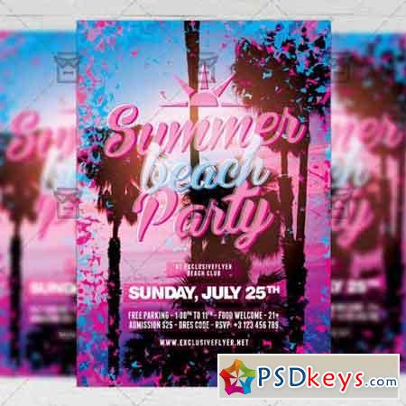 Summer Beach Party  Seasonal A5 Flyer Template