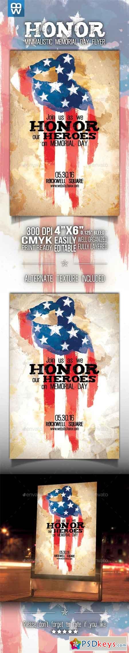 Honor - Memorial Day Minimalistic Flyer 16010738