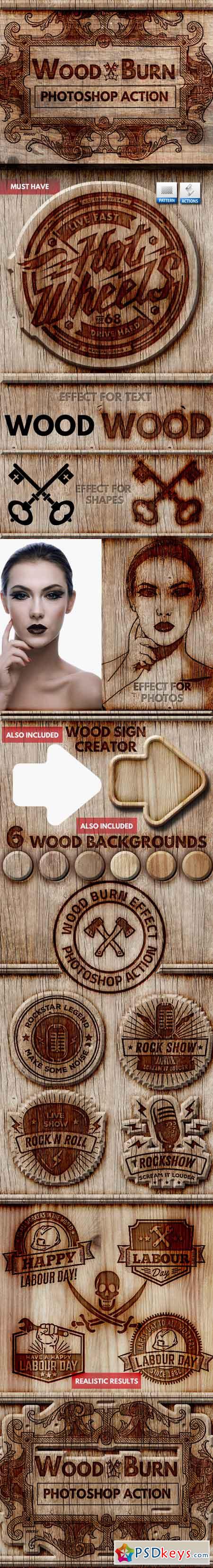 Wood Burn Effect Photoshop Action 22089411