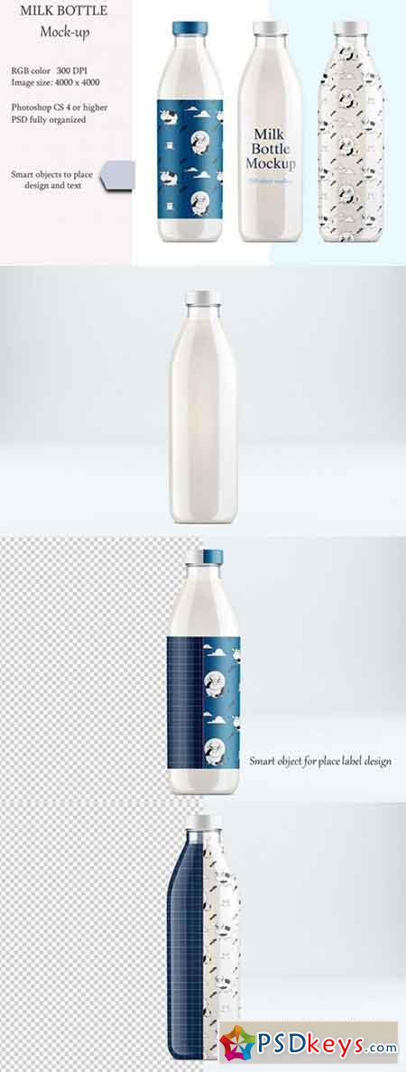 Milk bottle mockup Product place 3465237