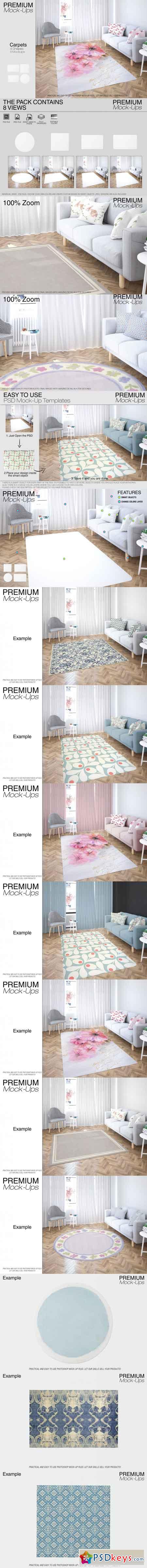 Carpets in Living Room Mockup Set 3466247