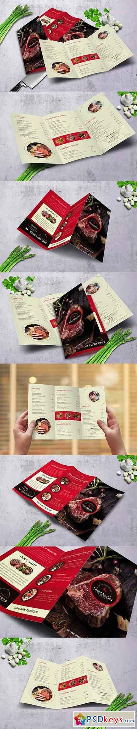 Meat Atelier Trifold Food Menu A4 & US Letter