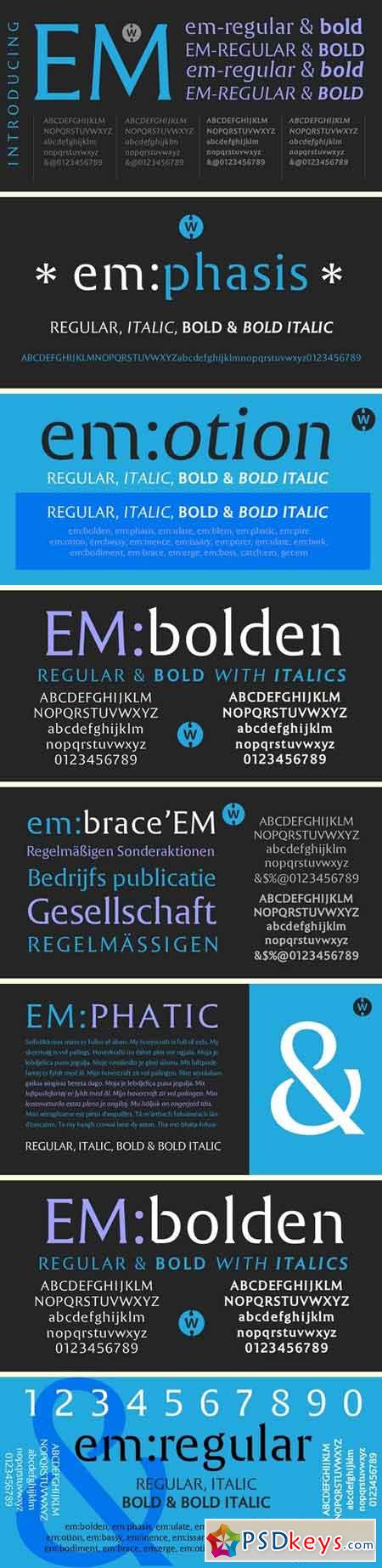 EM Font Family - 4 Fonts