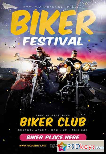 Biker festival flyer  PSD Template