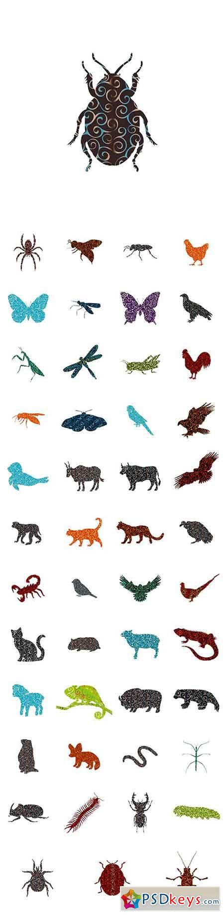 Spiral pattern color silhouette animal