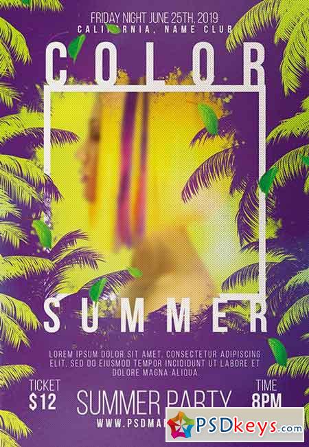 Summer color flyer – Summer psd template