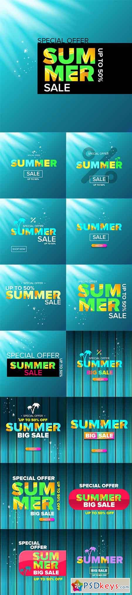 Summer sale modern color design template web banner or poster