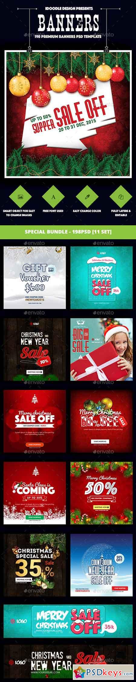 [Special Bundle] Christmas Banners Ads - 198PSD [11 Set] 19130437