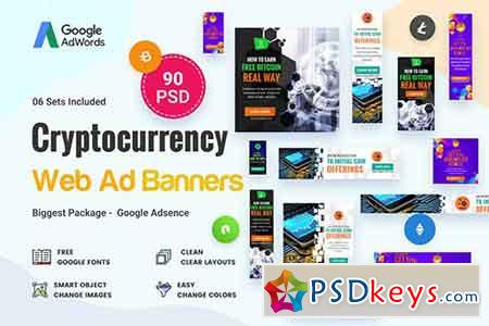 Cryptocurrency Banners Ad - 90 PSD