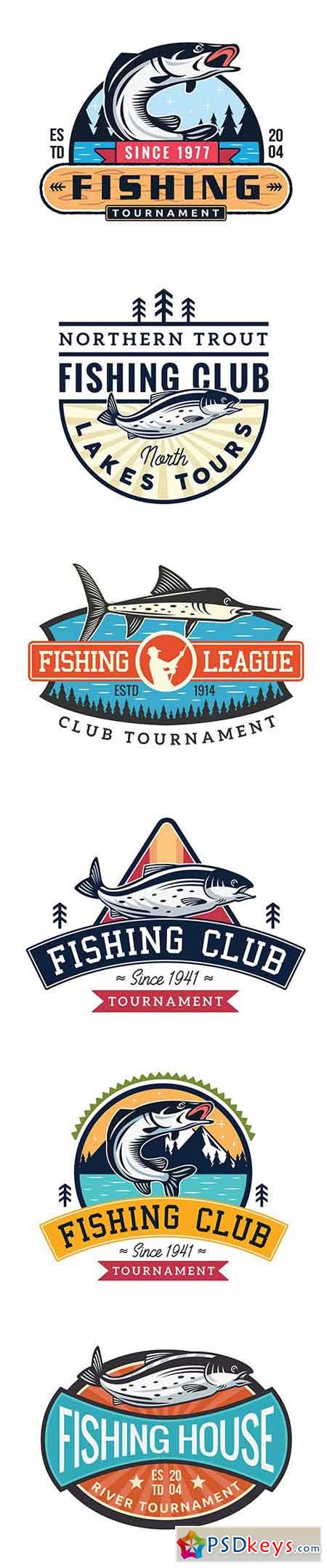 Modern Summer Fishing Logo Badge Illustrations
