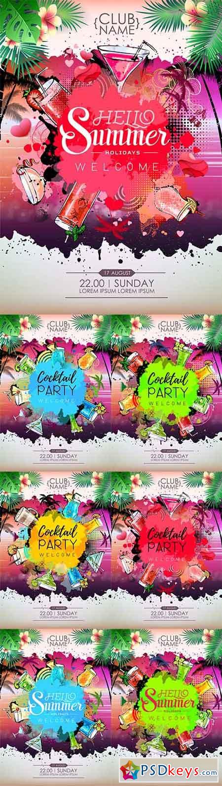 Summer Cocktail party posters design. Cocktail menu