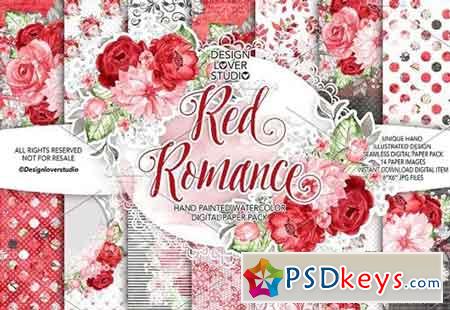 Watercolor RED ROMANCE design 1454571