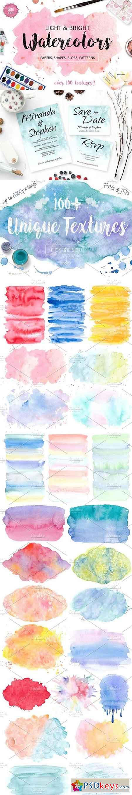 Bright watercolor textures pack 945606