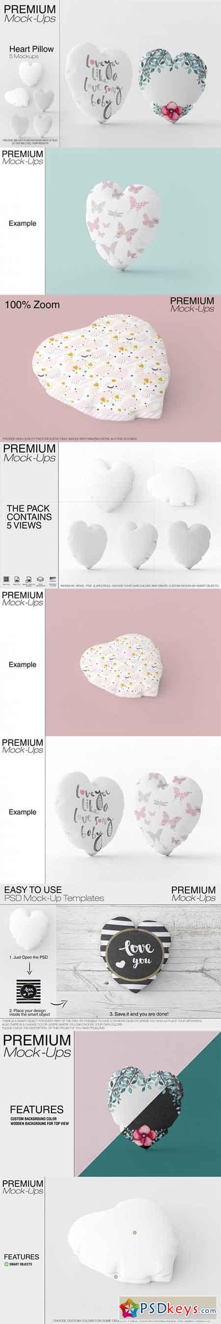 Heart Pillow Mockup Pack 3451133