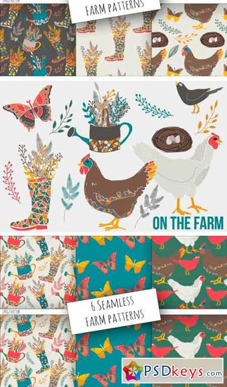On The Farm Clipart and Digital Paper Set 368592