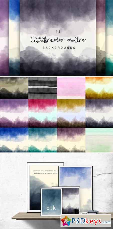 12 Watercolor Ombre Backgrounds 231623