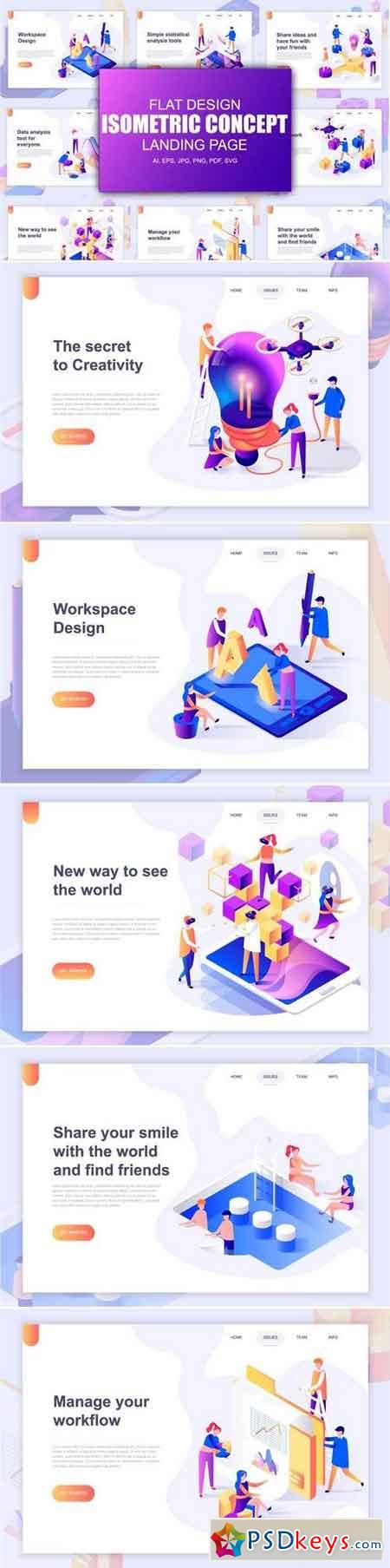 Landing Page Templates Isometric Concept