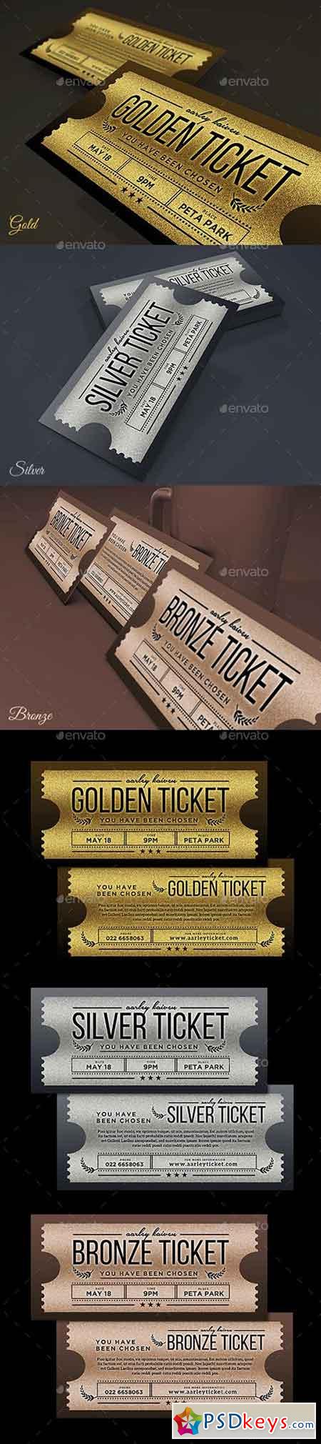 Multipurpose Golden Silver Ticket Invitation 18200408