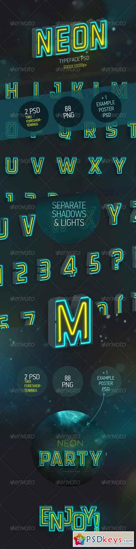 Neon Typeface (3 PSD, 88 PNG) 7789963