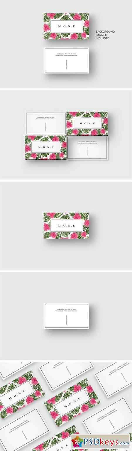 Pink flowers business card template 1697629