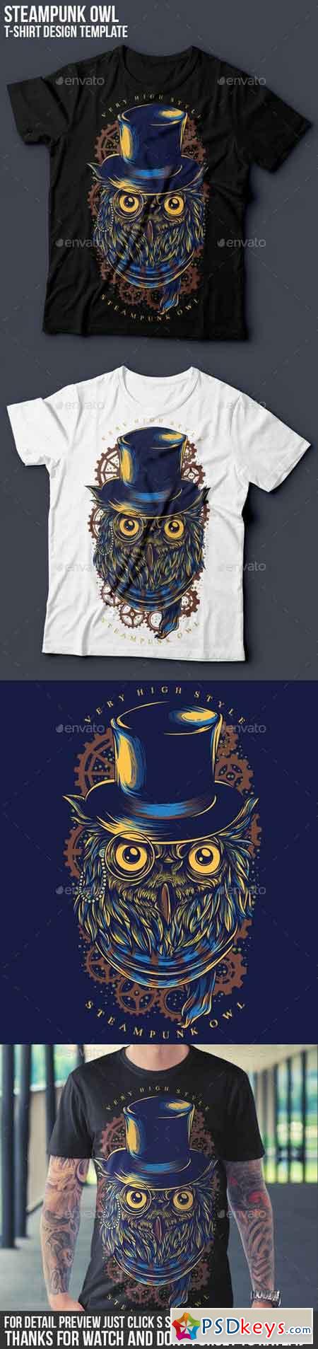 Steampunk Owl T-Shirt Design 16048272
