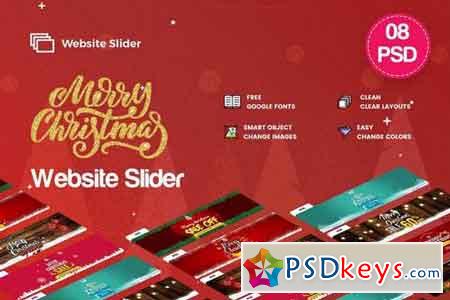 Merry Christmas Website Slider - 08 PSD
