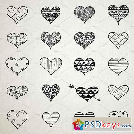 Hand Skeched Hearts Set 1190976