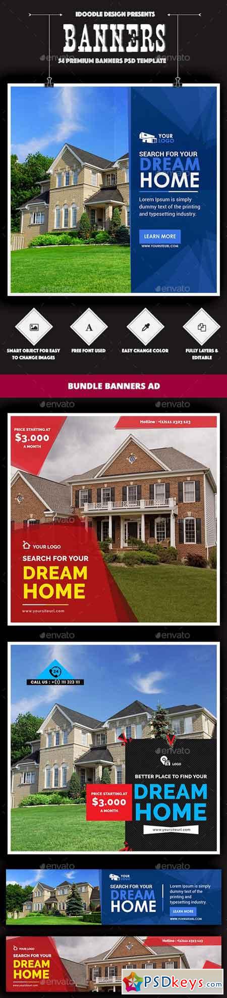 Bundle Real Estate Banners Ads - 54 PSD [03 Sets] 16410069