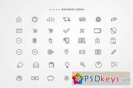 42 Minimal Business Icons Collection