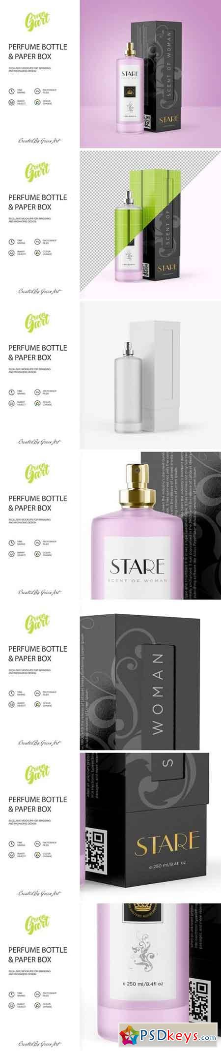 Perfume Bottle & Paper Box Mockup 2238805
