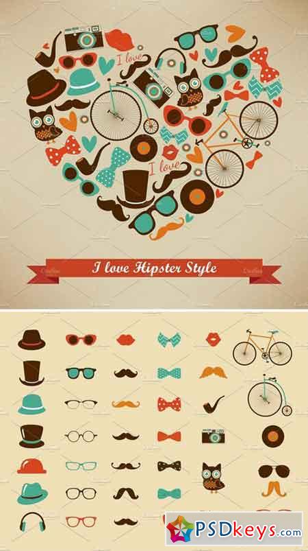 I Love Hipster Style Illustration 204540