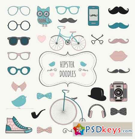 Hipster Vintage Doodle Icons 72288