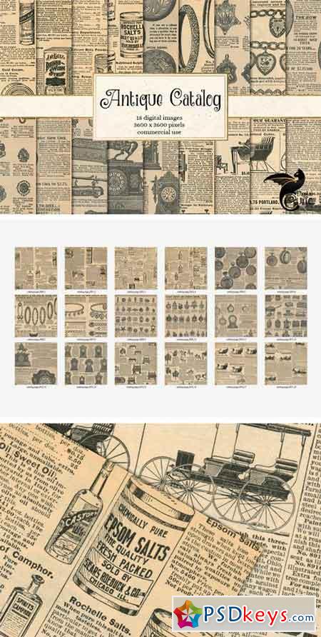 Antique Catalog Pages Digital Paper 103762