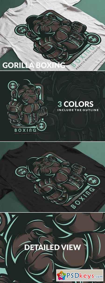 Gorilla Boxing T-Shirt Design Template