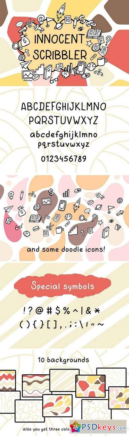 Innocent scribbler with doodle icons 2794129