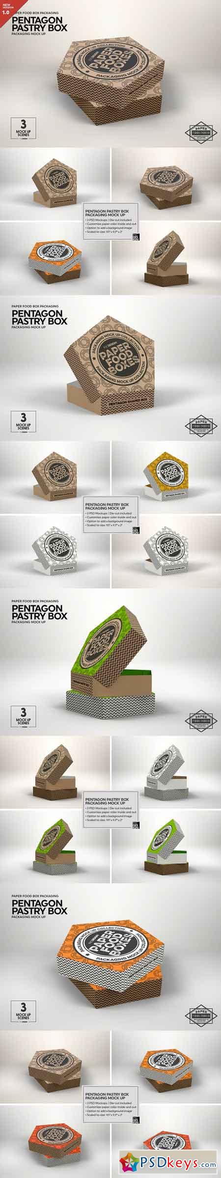 Pentagon Pastry Box Mockup 2903007