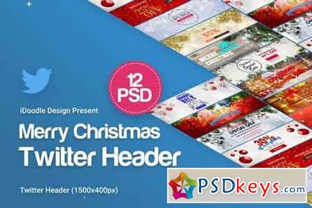 Merry Christmas Twitter Header - 12PSD