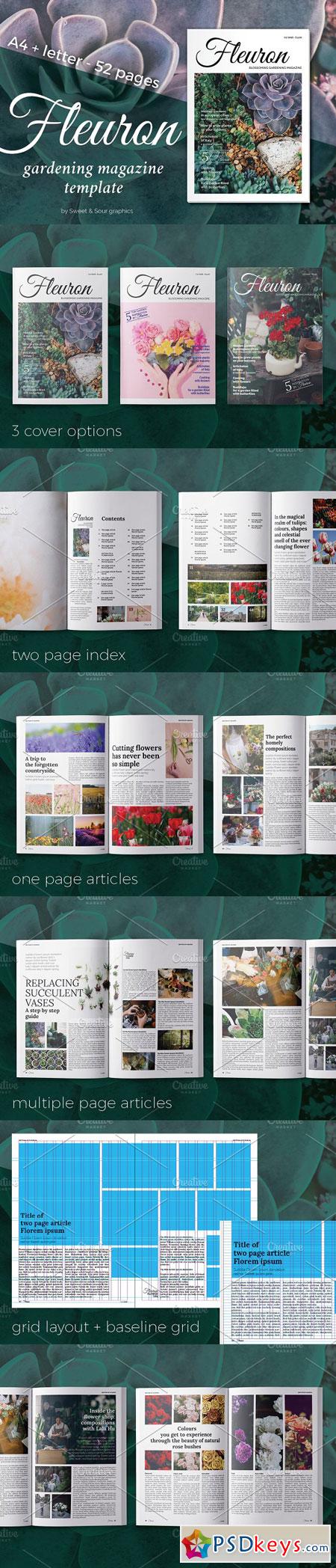 Fleuron gardening magazine template 2873733