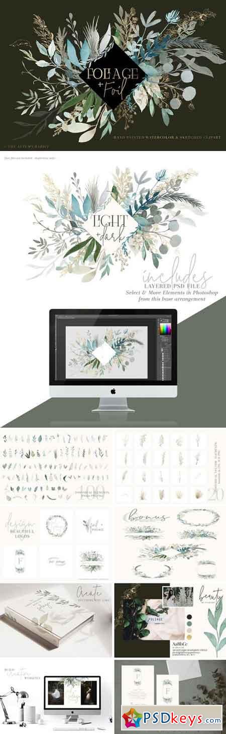 Foliage + Foil - Botanical Clipart 2923950