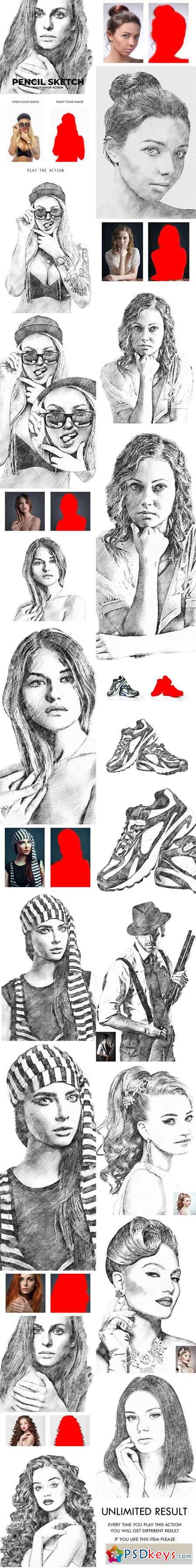 Pencil Sketch Photoshop Action 22482156