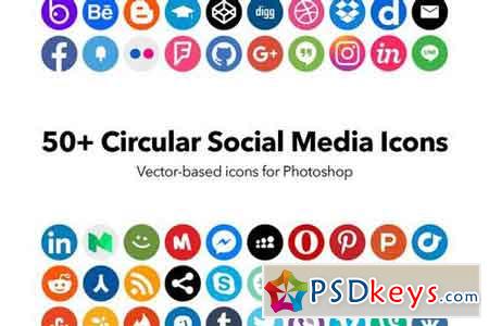 50+ Circular Flat Social Icons