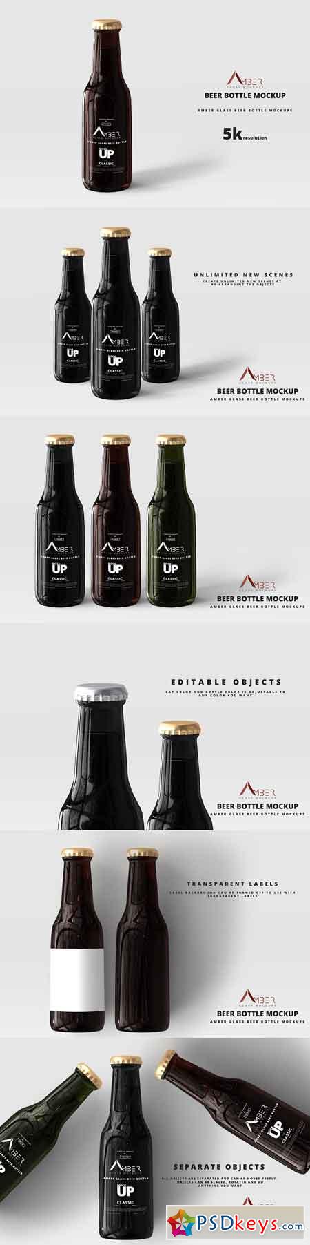 Amber Glass Beer Bottle Mockup 04 2941876