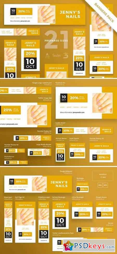 Nail Studio Banner Pack, Flyer and Poster Template and Social Media Pack Template