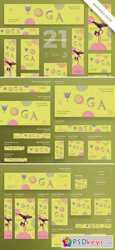 Yoga Workout Flyer,Poster, Social Media, Business Card, Banner Pack Template