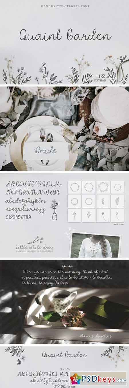 Quaint Garden Floral Font + EXTRAS 2788532