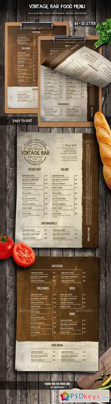 Vintage Bar Food Menu Design A4 & US Letter 21912825