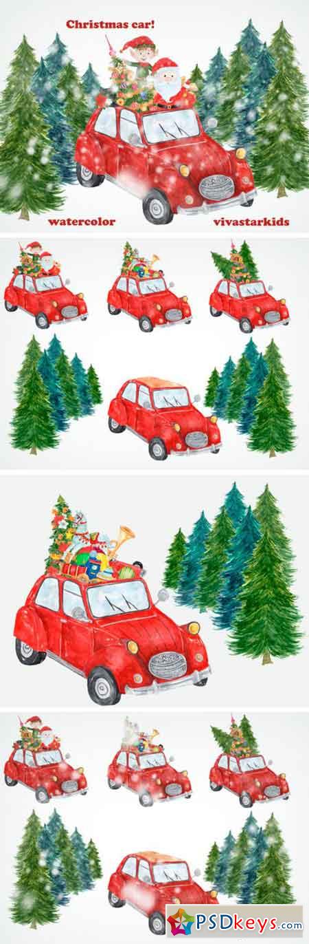 7 Watercolor Christmas Clipart Items