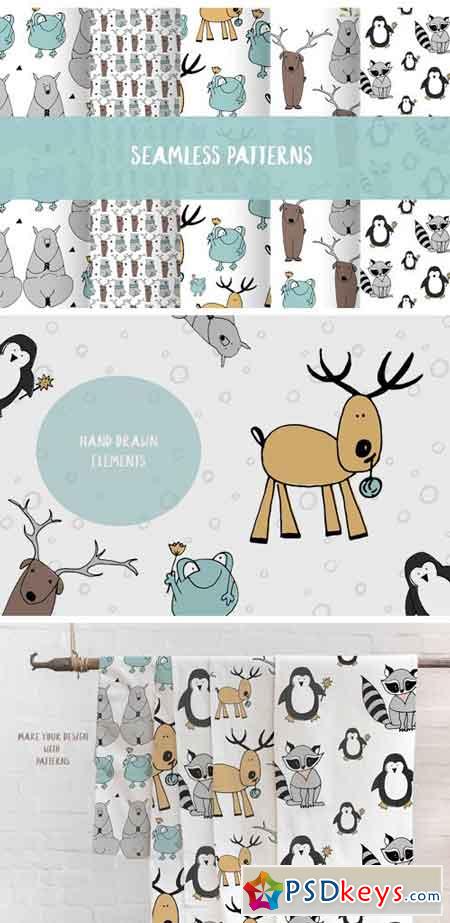 Animals & Patterns for Baby Nursery Cute Baby Illustrations