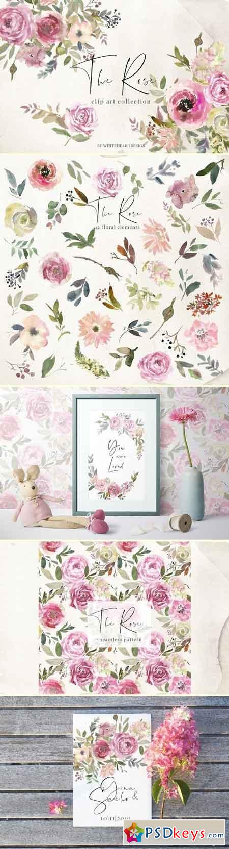 The Rose Watercolor Floral Clipart 2888705